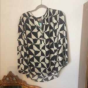 Chico's Black and White Geometric Blouse